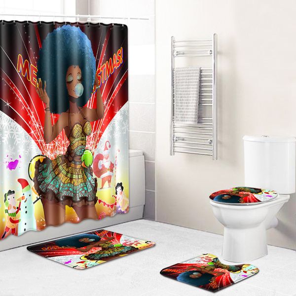 53african women's new creative shower curtain from europe and the united states cross border goods wholesale to map customized toilet c